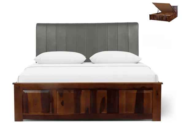 Regal Queen Hydraulic Storage Bed Bed in Grey Leatherite